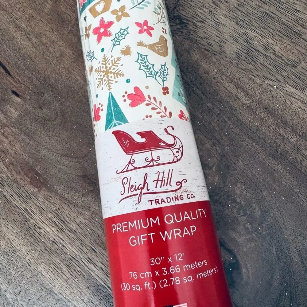 Holiday Trees Snowflakes Hearts Print Christmas Gift Wrap Wrapping Paper Roll